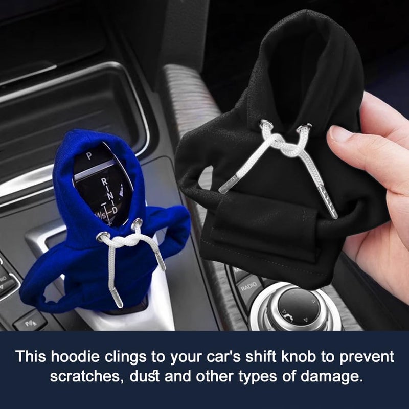 Lecctso Car Shift Knob Hoodie, Fashionable Sweater Hoodie Auto Gear Shift Knob Protector, Universal Car Interior Accessories Funny Car Shift Knob Cover for Car Truck SUV (Black) - Image 5